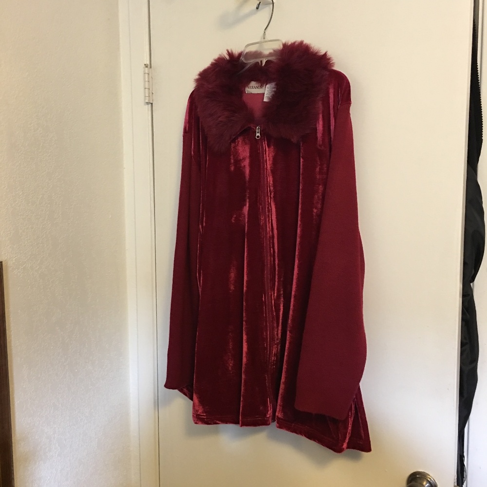 Veranesi Red Velvet Coat Jacket Fur 3-4X